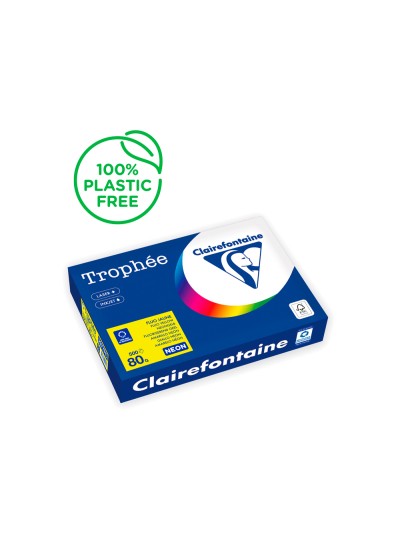 Papel color trophee a4 80gr amarillo neon paquete de 500 hojas