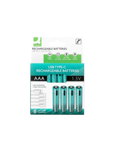 Pila q-connect aaa recargable por usb-c blister de 4 unidades