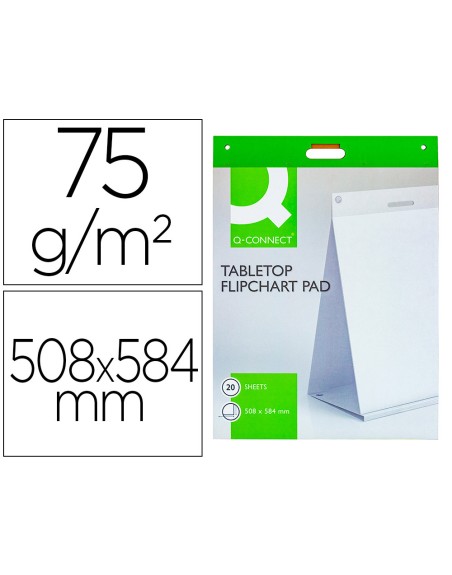 Bloc congreso q-connect liso autoadhesivo sobremesa 508x584 mm 20 hojas papel blanco de 75g/m2 fsc