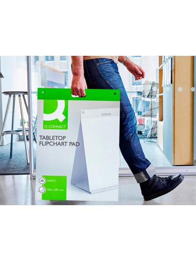 Bloc congreso q-connect liso autoadhesivo sobremesa 508x584 mm 20 hojas papel blanco de 75g/m2 fsc