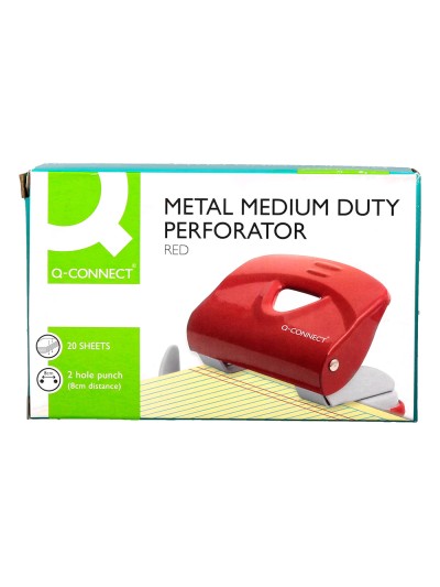 Taladrador q-connect kf14219 rojo abertura 2 mm capacidad 20 hojas