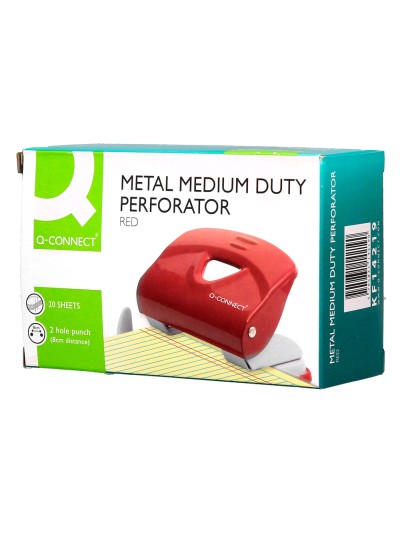 Taladrador q-connect kf14219 rojo abertura 2 mm capacidad 20 hojas