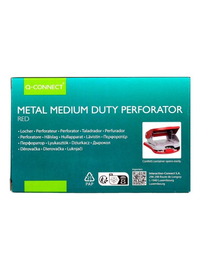 Taladrador q-connect kf14219 rojo abertura 2 mm capacidad 20 hojas