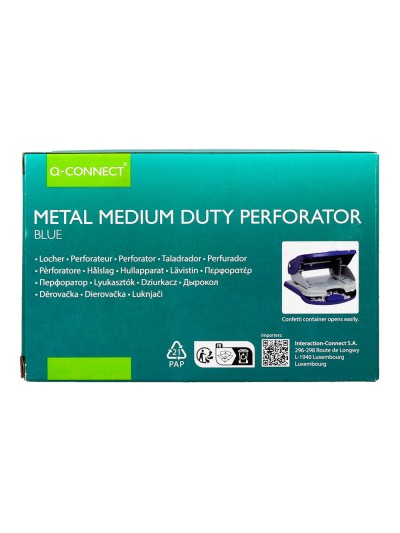 Taladrador q-connect kf14218 azul abertura 2 mm capacidad 20 hojas