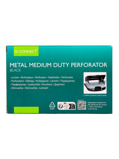Taladrador q-connect kf14217 negro abertura 2 mm capacidad 20 hojas