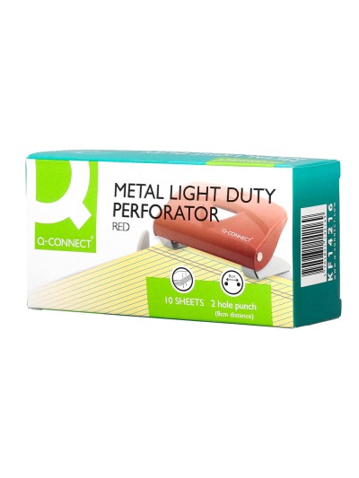 Taladrador q-connect kf14216 rojo abertura 1 mm capacidad 10 hojas