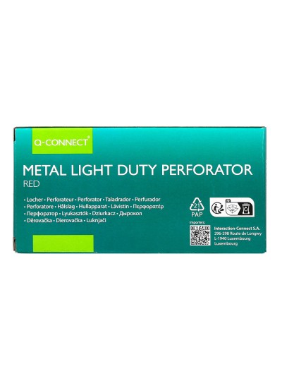 Taladrador q-connect kf14216 rojo abertura 1 mm capacidad 10 hojas