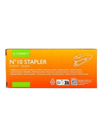 Grapadora q-connect kf14212 plastico capacidad 10 hojas usa grapas numero 10
