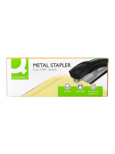 Grapadora q-connect kf14211 metalica negra capacidad 20 hojas