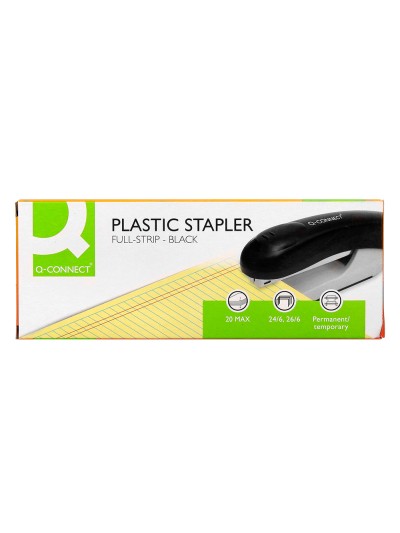 Grapadora q-connect kf14207 plastico abs negra capacidad 20 hojas