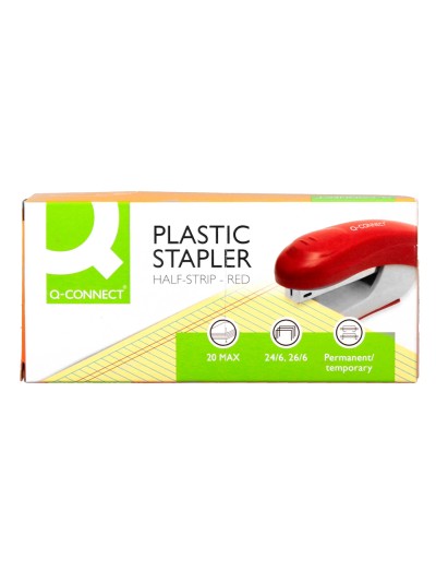 Grapadora q-connect kf14206 plastico abs roja capacidad 20 hojas