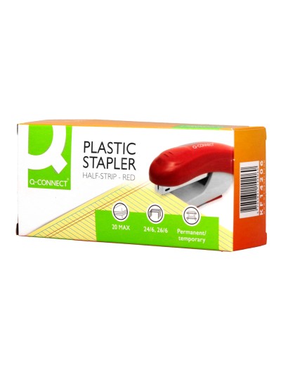 Grapadora q-connect kf14206 plastico abs roja capacidad 20 hojas