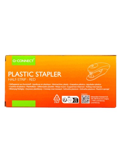 Grapadora q-connect kf14206 plastico abs roja capacidad 20 hojas