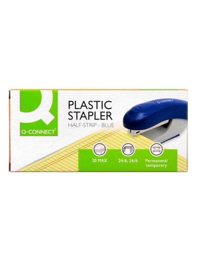 Grapadora q-connect kf14205 plastico abs azul capacidad 20 hojas