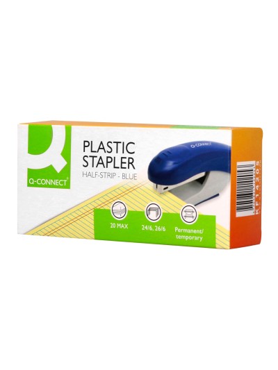Grapadora q-connect kf14205 plastico abs azul capacidad 20 hojas
