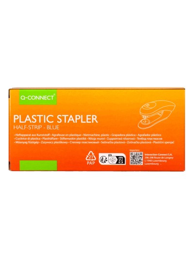 Grapadora q-connect kf14205 plastico abs azul capacidad 20 hojas