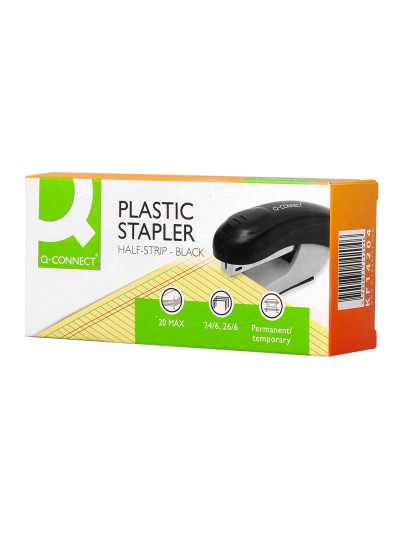 Grapadora q-connect kf14204 plastico abs negra capacidad 20 hojas