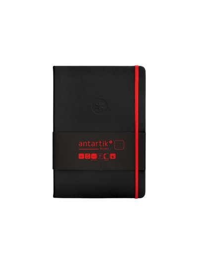 Cuaderno con gomilla antartik notes tapa dura a5 hojas puntos negro y rojo 100 hojas 80 gr fsc