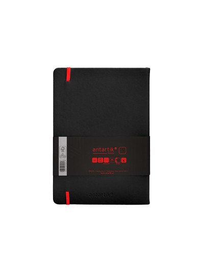 Cuaderno con gomilla antartik notes tapa dura a5 hojas puntos negro y rojo 100 hojas 80 gr fsc
