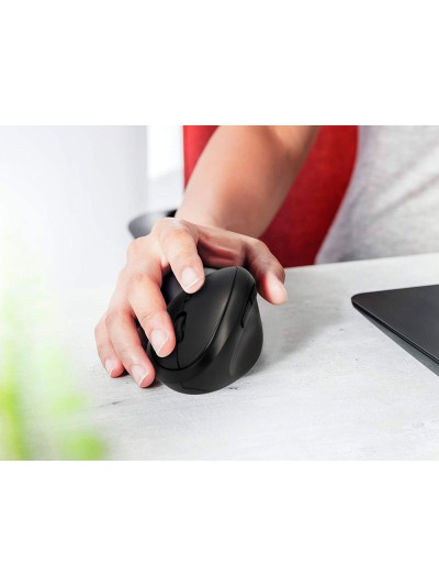 Raton q-connect optico inalambrico ergonomico vertical dpi 800/1200/1600 pila aa negro