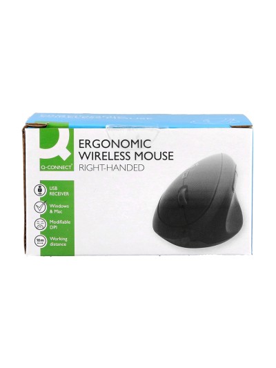 Raton q-connect optico inalambrico ergonomico vertical dpi 800/1200/1600 pila aa negro
