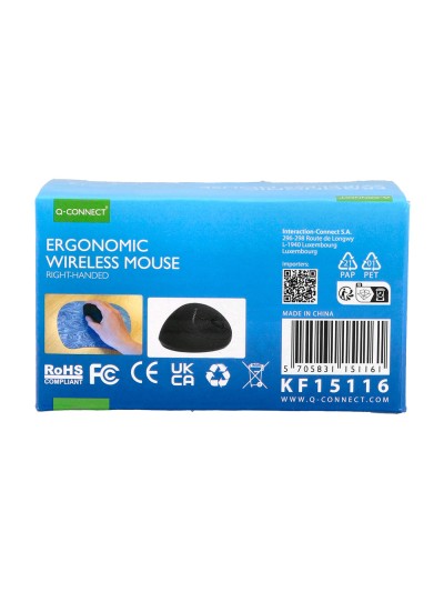 Raton q-connect optico inalambrico ergonomico vertical dpi 800/1200/1600 pila aa negro