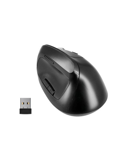 Raton q-connect optico inalambrico ergonomico vertical dpi 800/1200/1600 bateria recargable negro