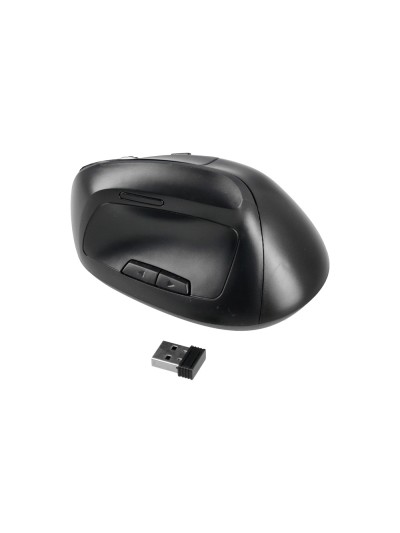 Raton q-connect optico inalambrico ergonomico vertical dpi 800/1200/1600 bateria recargable negro