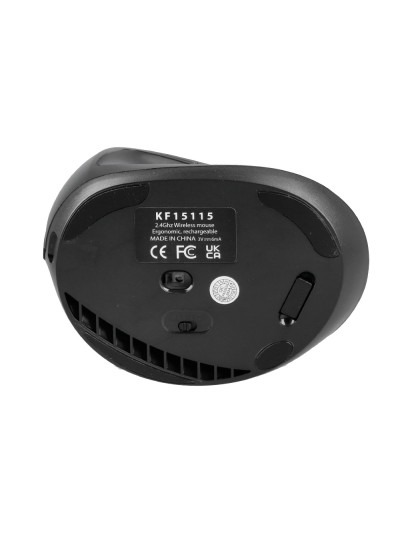 Raton q-connect optico inalambrico ergonomico vertical dpi 800/1200/1600 bateria recargable negro