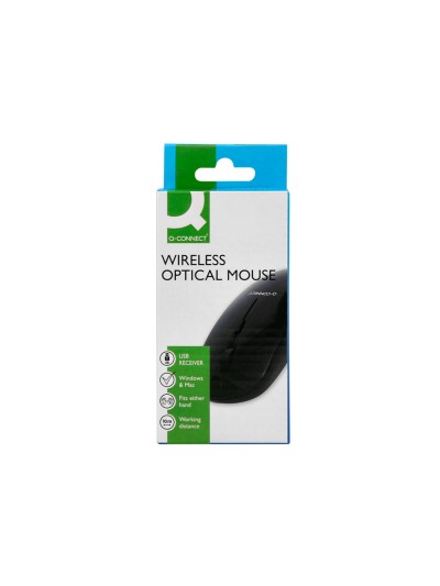 Raton q-connect optico inalambrico silencioso dpi 800/1200/1600 pilas aaa negro