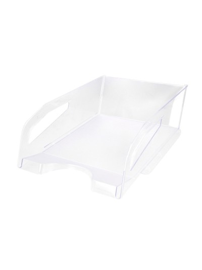 Bandeja sobremesa plastico q-connect gran capacidad con asa transparente 386x270x115mm