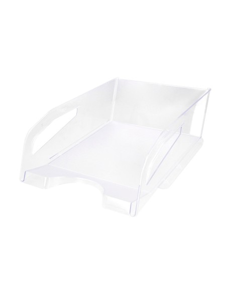 Bandeja sobremesa plastico q-connect gran capacidad con asa transparente 386x270x115mm