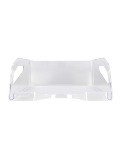Bandeja sobremesa plastico q-connect gran capacidad con asa transparente 386x270x115mm