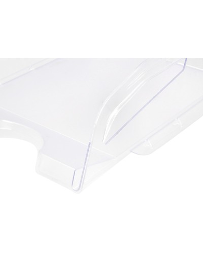 Bandeja sobremesa plastico q-connect gran capacidad con asa transparente 386x270x115mm