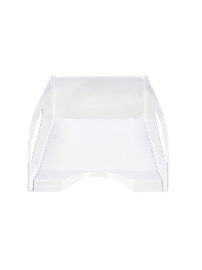 Bandeja sobremesa plastico q-connect gran capacidad con asa transparente 386x270x115mm