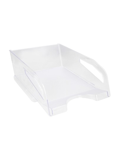 Bandeja sobremesa plastico q-connect gran capacidad con asa transparente 386x270x115mm