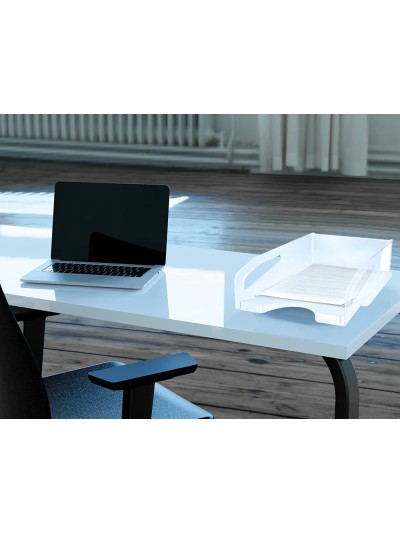 Bandeja sobremesa plastico q-connect gran capacidad con asa transparente 386x270x115mm