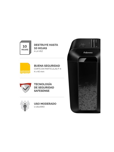 Destructora de documentos fellowes lx65 capacidad 10h seguridad p4 destruye grapas clips y tarjetas