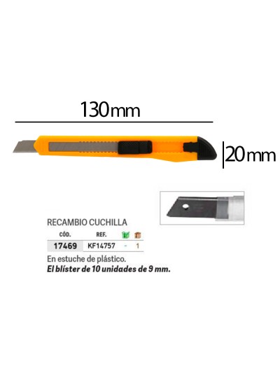 Cuter q-connect plastico estrecho cuchilla 9 mm xd-05