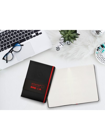 Cuaderno con gomilla antartik notes tapa dura a5 hojas puntos negro y rojo 100 hojas 80 gr fsc