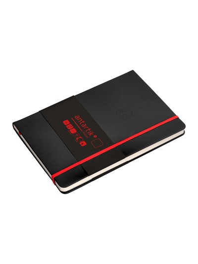 Cuaderno con gomilla antartik notes tapa dura a5 hojas lisas negro y rojo 100 hojas 80 gr fsc