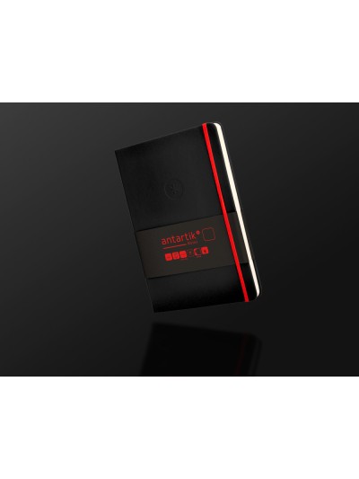 Cuaderno con gomilla antartik notes tapa dura a5 hojas lisas negro y rojo 100 hojas 80 gr fsc