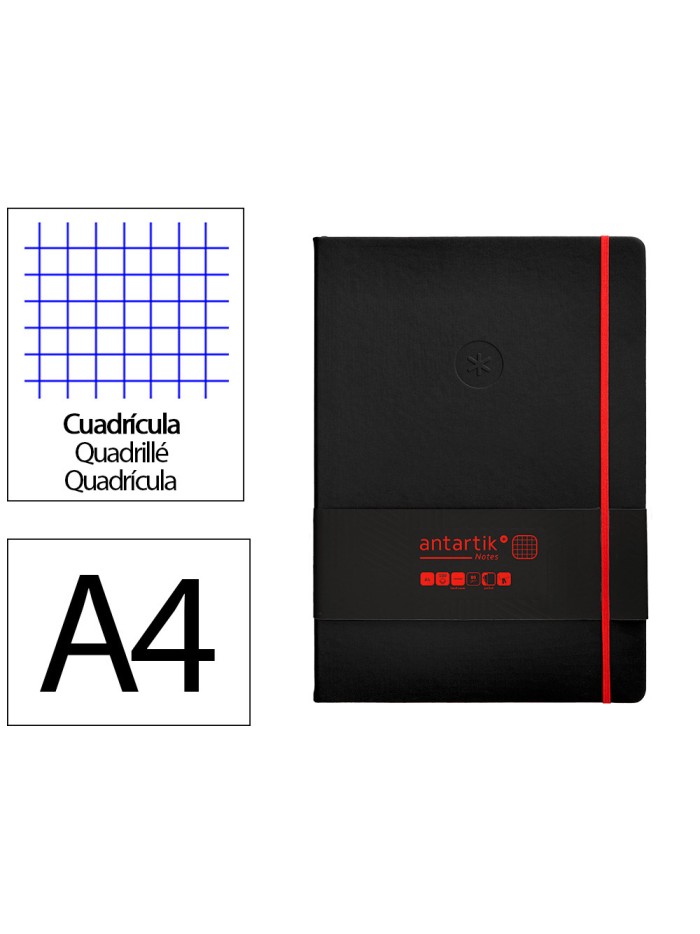 Cuaderno con gomilla antartik notes tapa dura a4 hojas cuadricula negro y rojo 100 hojas 80 gr fsc Cuaderno con gomilla antartik notes tapa dura a4 hojas cuadricula negro y rojo 100 hojas 80 gr fsc