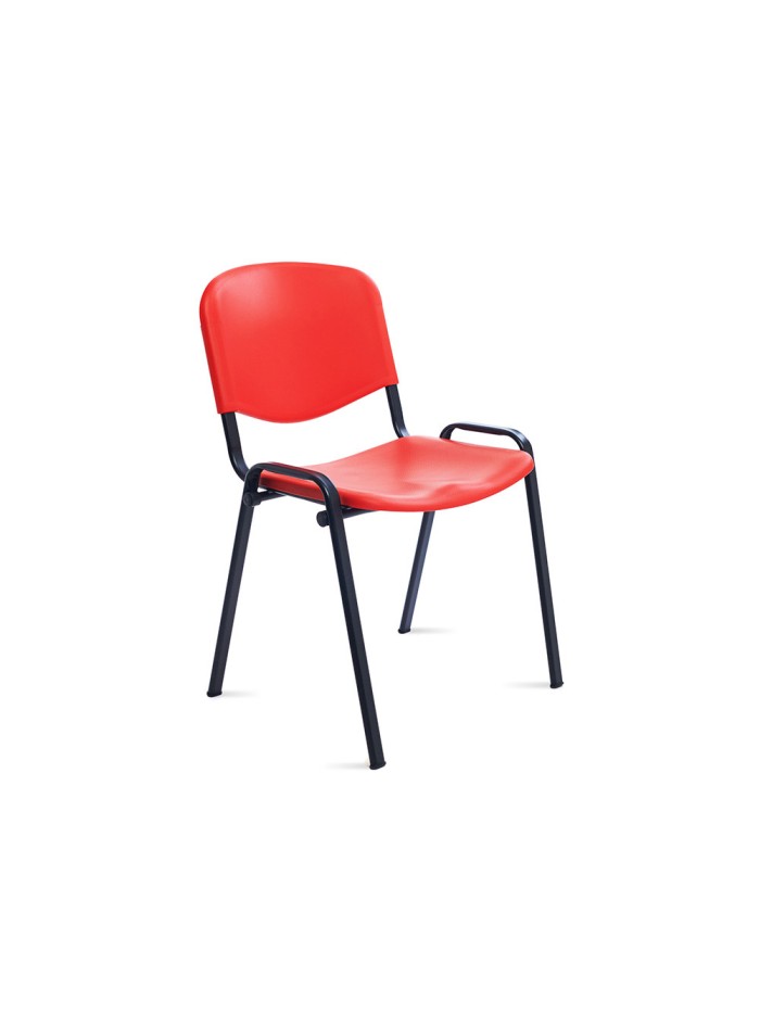 Silla rocada confidente estructura metalica respaldo y asiento en polimero color rojo