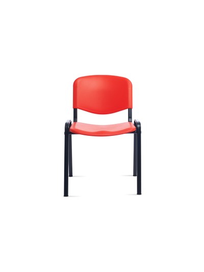 Silla rocada confidente estructura metalica respaldo y asiento en polimero color rojo