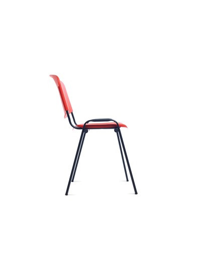 Silla rocada confidente estructura metalica respaldo y asiento en polimero color rojo