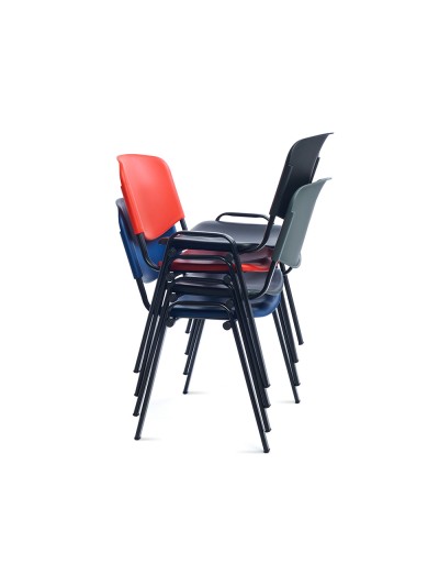 Silla rocada confidente estructura metalica respaldo y asiento en polimero color rojo