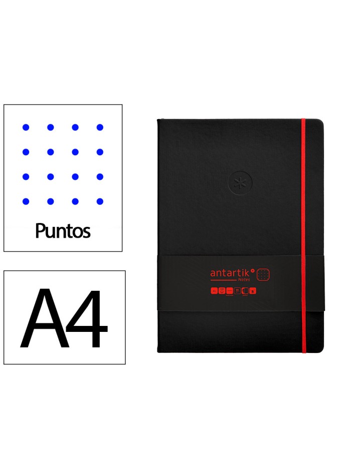 Cuaderno con gomilla antartik notes tapa dura a4 hojas puntos negro y rojo 100 hojas 80 gr fsc Cuaderno con gomilla antartik notes tapa dura a4 hojas puntos negro y rojo 100 hojas 80 gr fsc