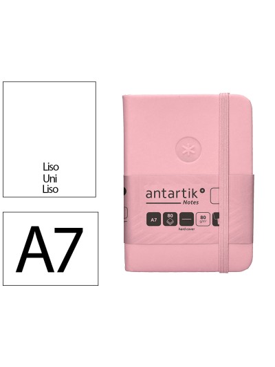 Cuaderno con gomilla antartik notes tapa dura a7 hojas lisas rosa pastel 80 hojas 80 gr fsc