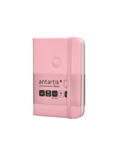 Cuaderno con gomilla antartik notes tapa dura a7 hojas lisas rosa pastel 80 hojas 80 gr fsc